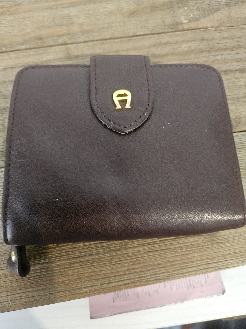 Aigner wallets for women Red Leather Small With Card Slots And Zip Change Area